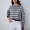 Stripet kort strikket genser