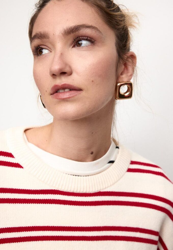 Stripet kort strikket genser