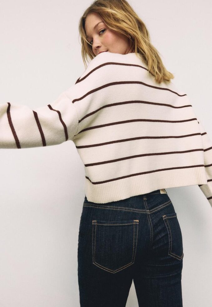 Stripet kort strikket genser