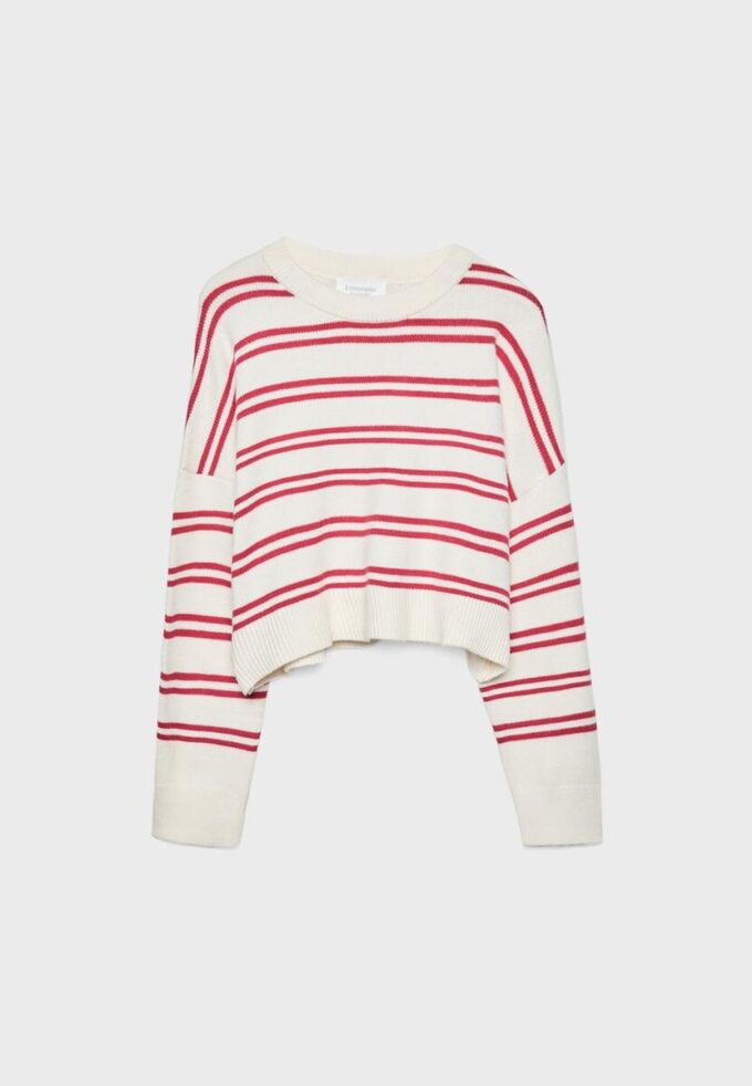 Stripet kort strikket genser