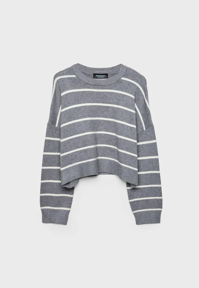 Stripet kort strikket genser