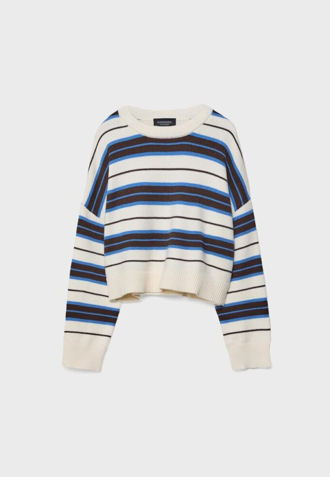 Stripet kort strikket genser