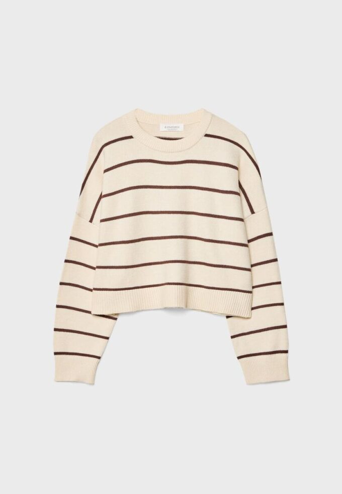 Stripet kort strikket genser