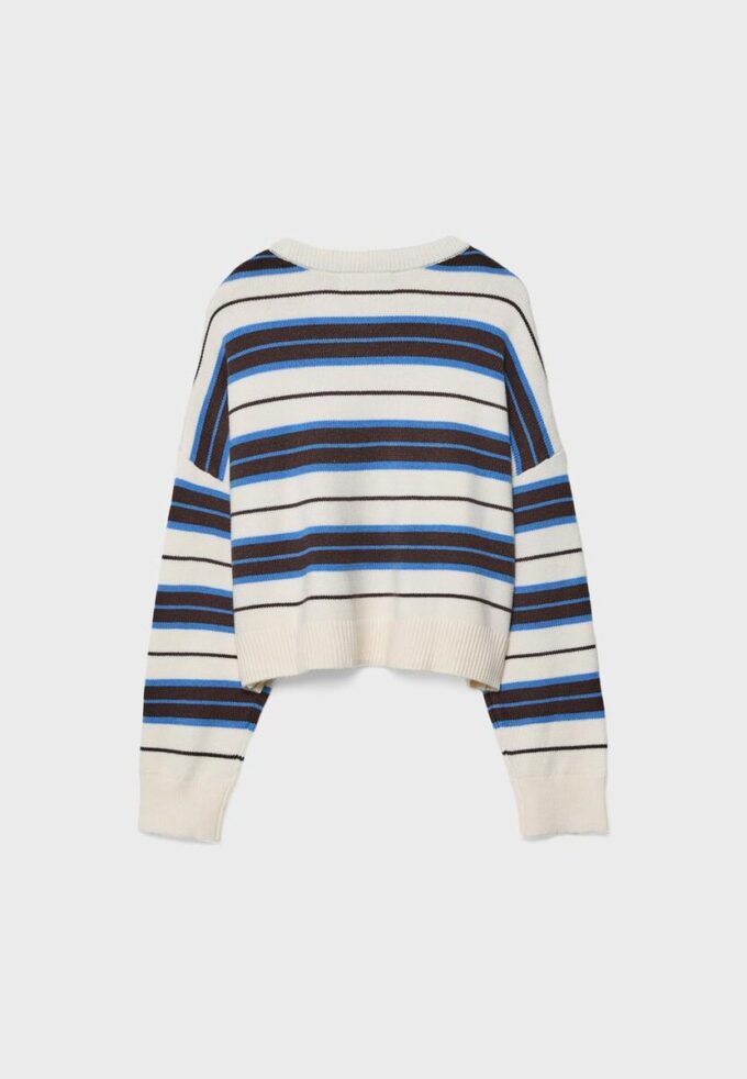 Stripet kort strikket genser