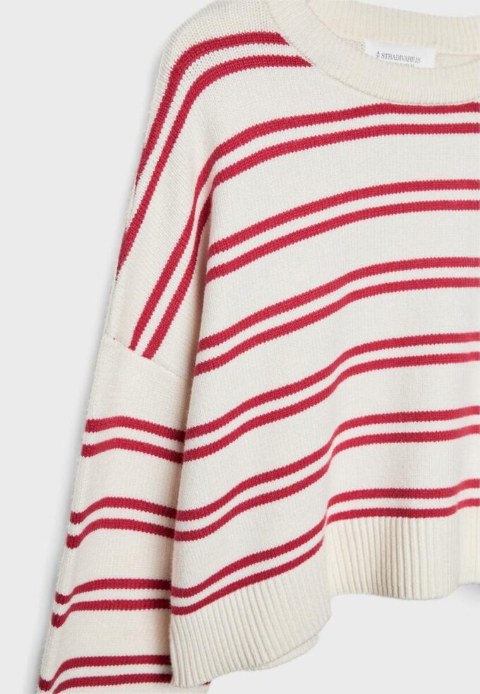 Stripet kort strikket genser