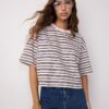 Stripet T-skjorte med korte ermer