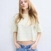 Stripet T-skjorte med korte ermer