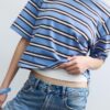 Stripet T-skjorte med korte ermer
