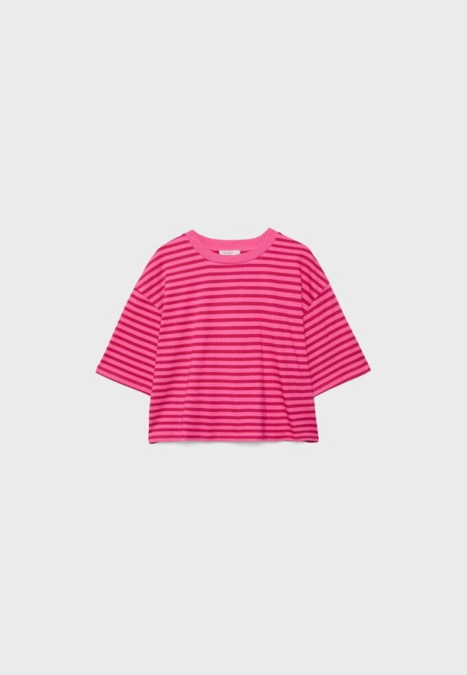 Stripet T-skjorte med korte ermer