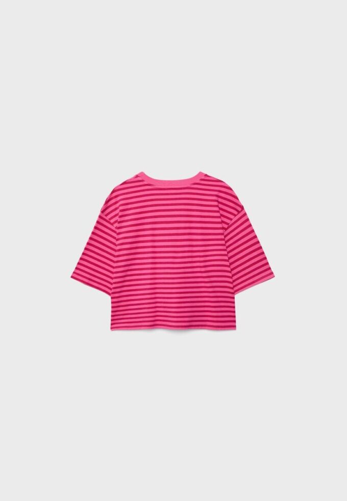 Stripet T-skjorte med korte ermer