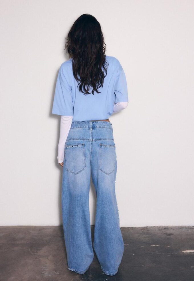 Superbaggy jeans med stjerner på sidene