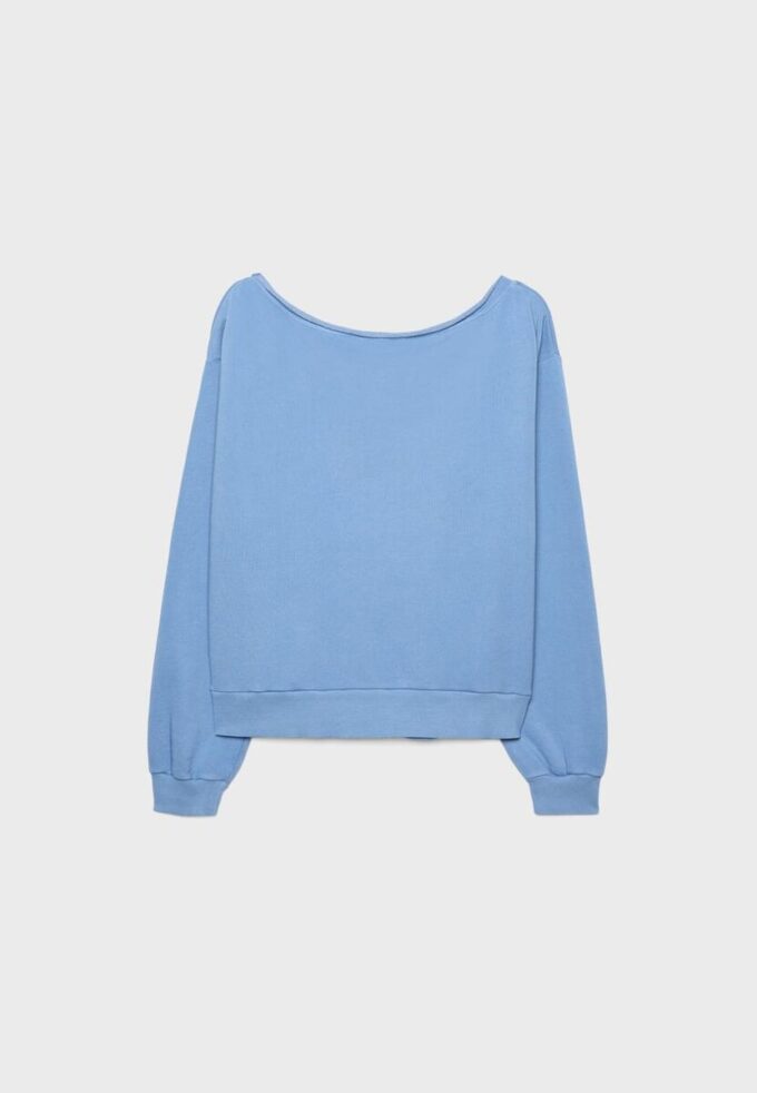 Sweatshirt med båthals og vinger med rhinestones