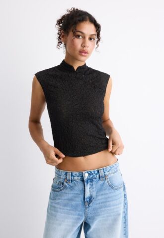 T-skjorte i Qipao-stil med blonder