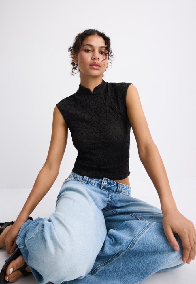 T-skjorte i Qipao-stil med blonder