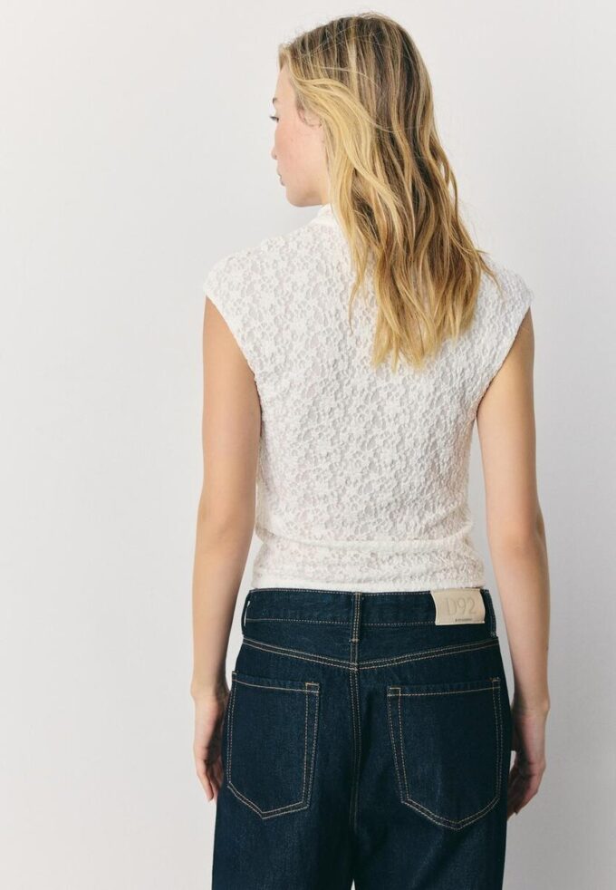 T-skjorte i Qipao-stil med blonder