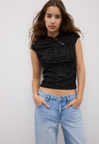 T-skjorte i Qipao-stil med flokk