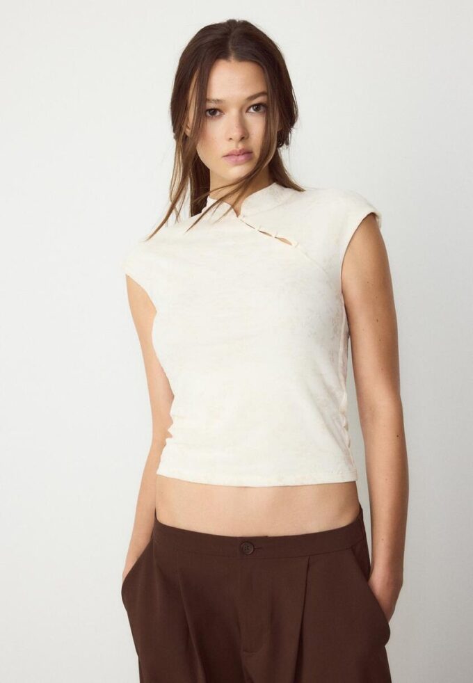 T-skjorte i Qipao-stil med flokk