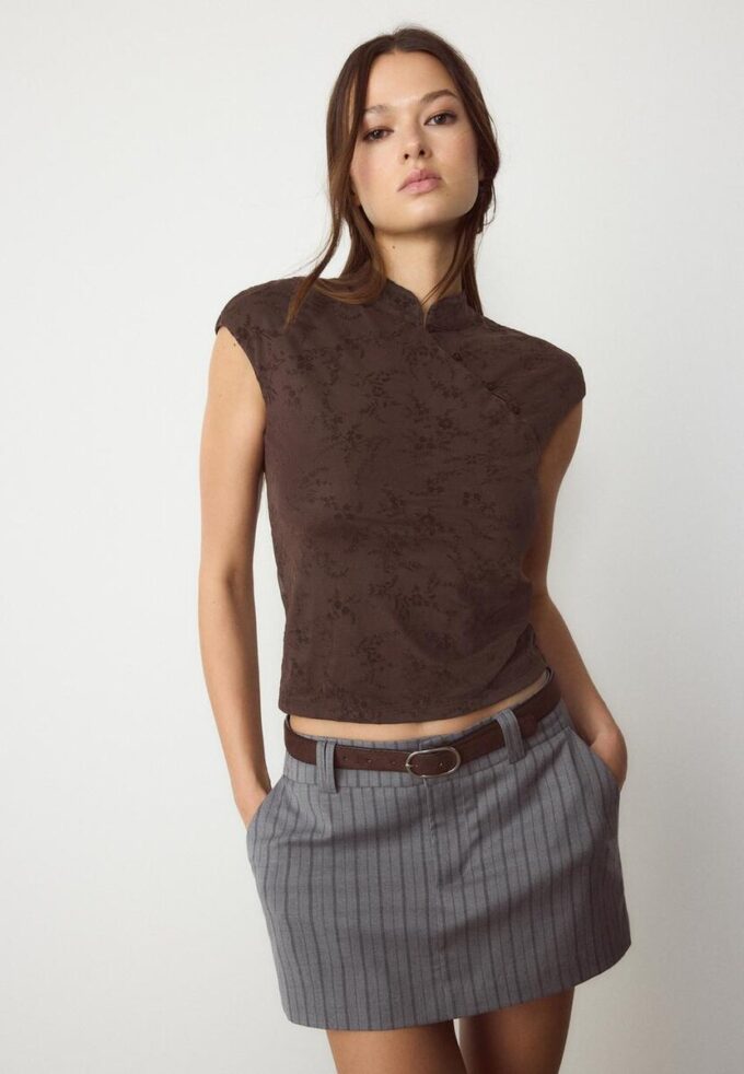 T-skjorte i Qipao-stil med flokk