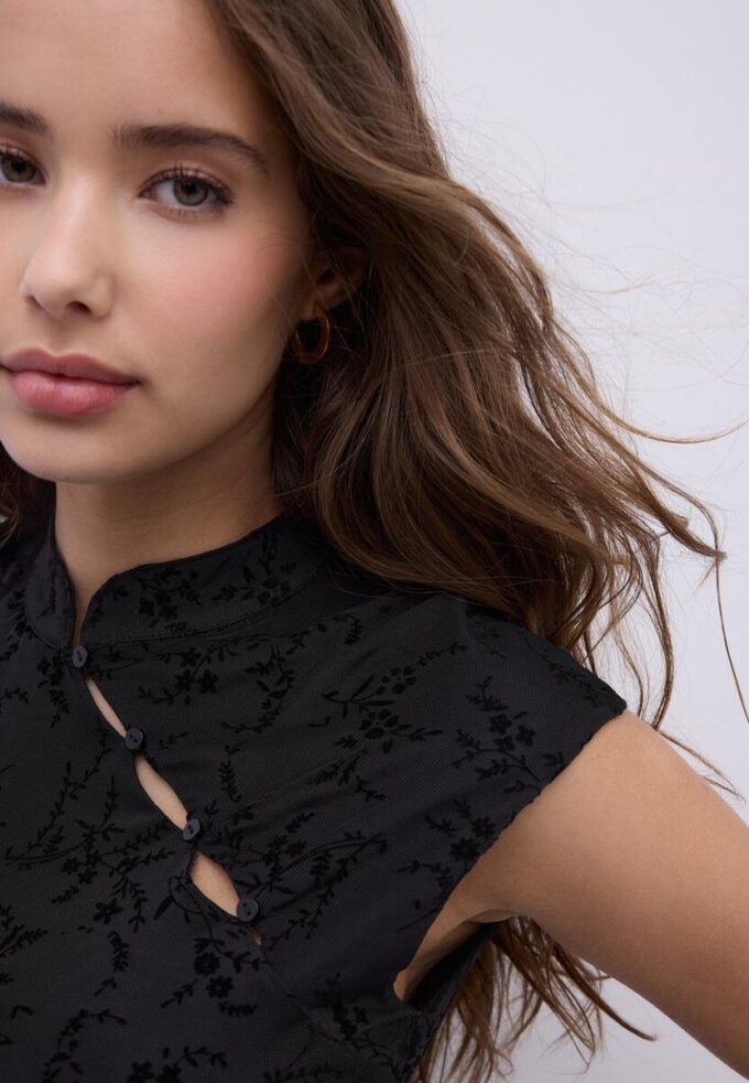 T-skjorte i Qipao-stil med flokk