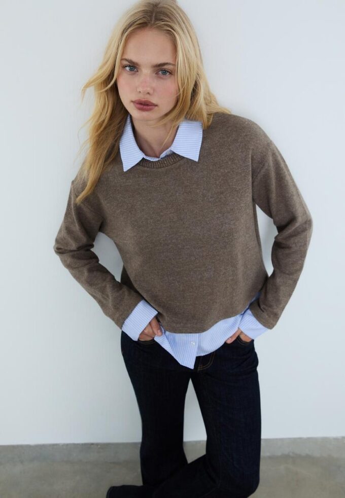 T-skjorte i to materialer