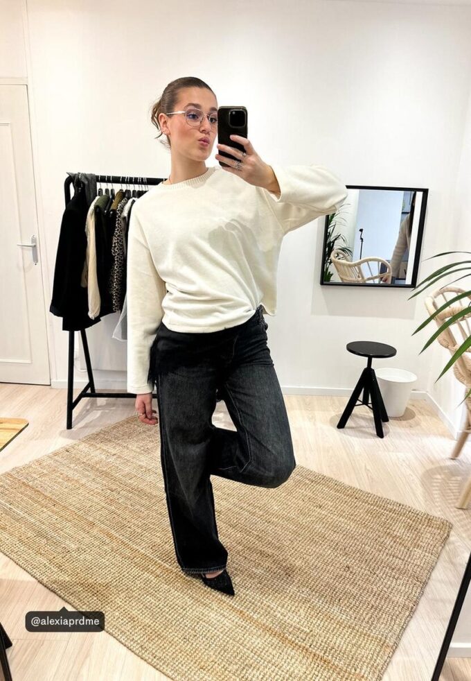 T-skjorte i to materialer