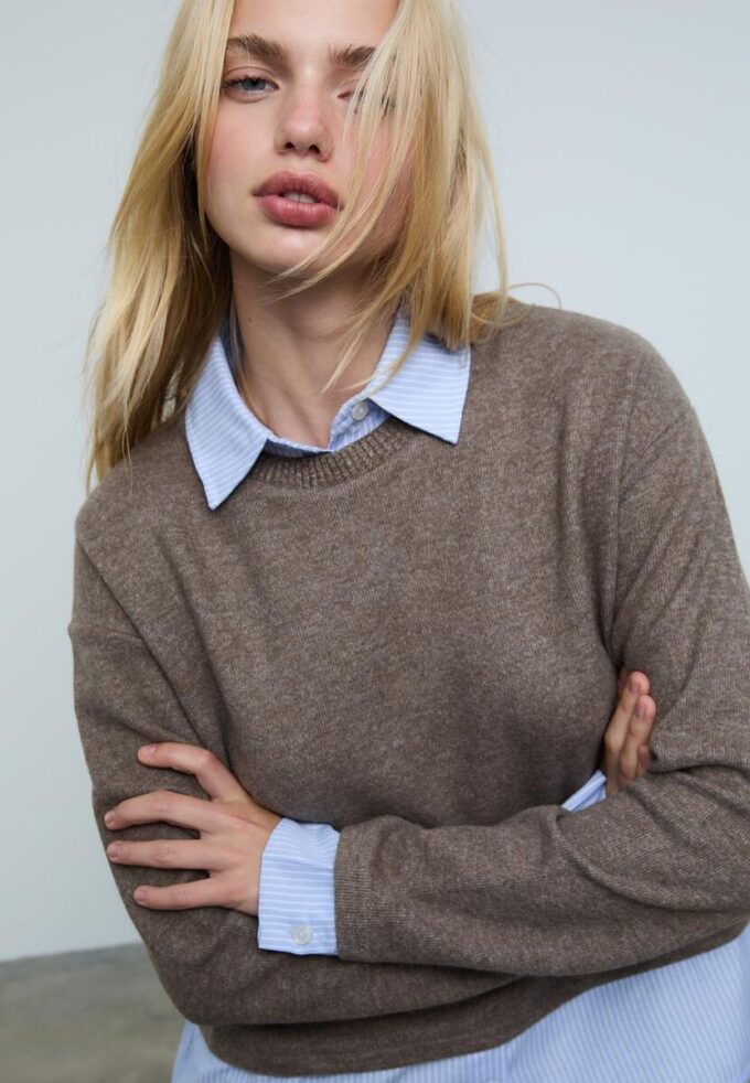 T-skjorte i to materialer