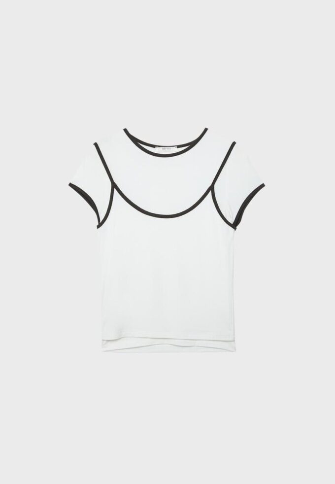 T-skjorte med dobbel kontrast