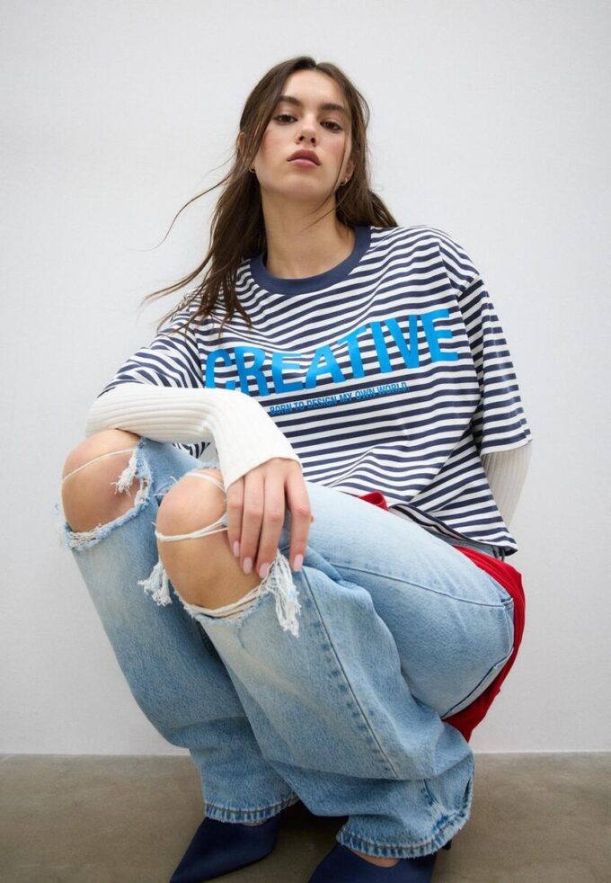 T-skjorte med kort erme og mønstret design