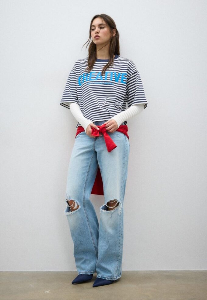 T-skjorte med kort erme og mønstret design