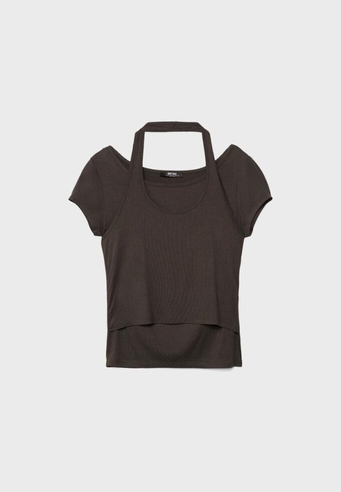 T-skjorte med korte ermer i to lag