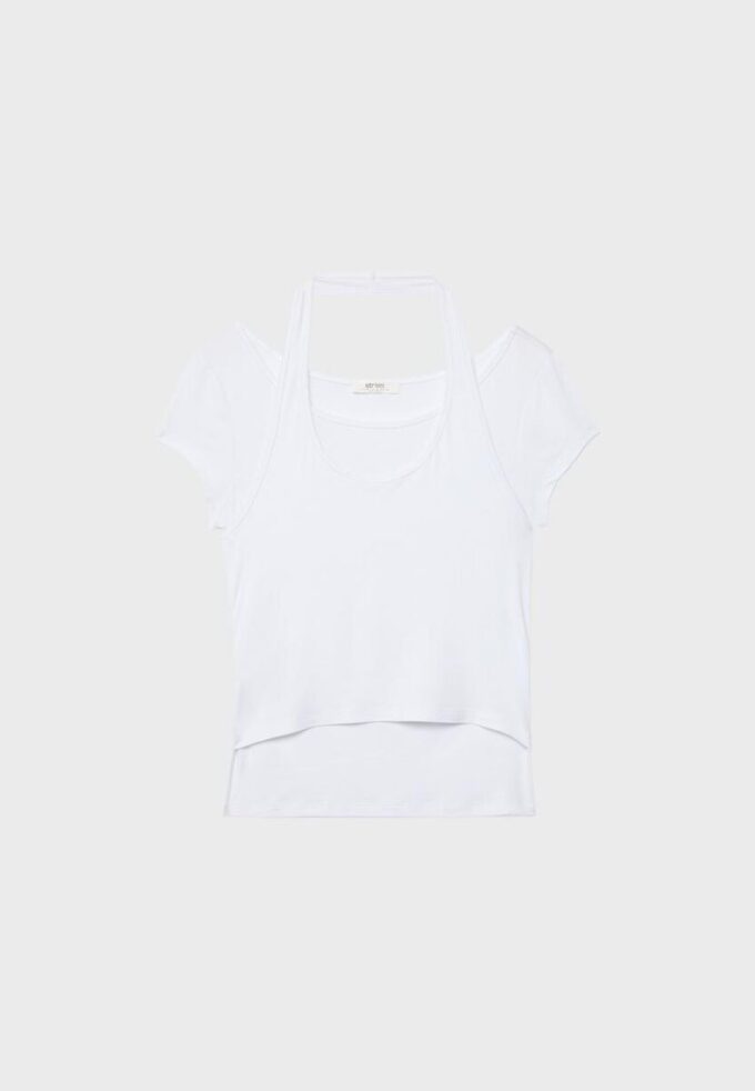 T-skjorte med korte ermer i to lag