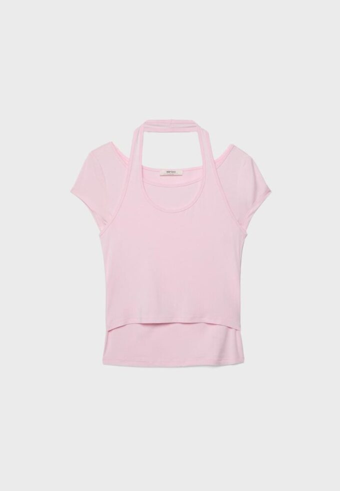 T-skjorte med korte ermer i to lag