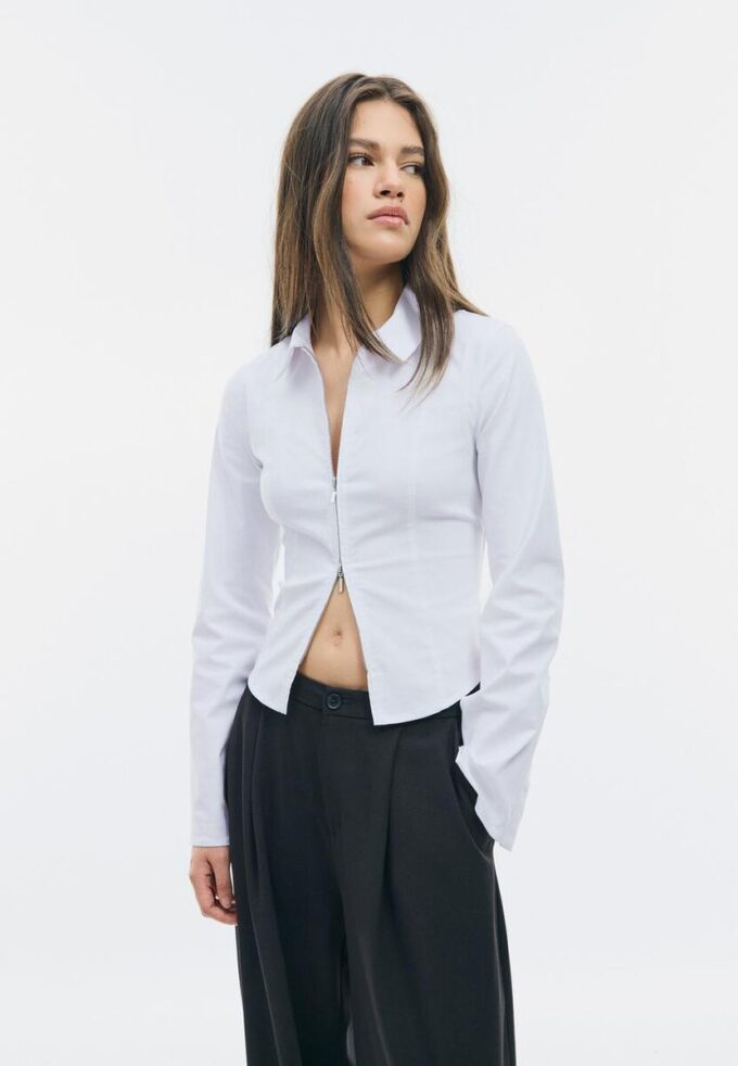 Tettsittende bengalin-skjorte med dobbel glidelås