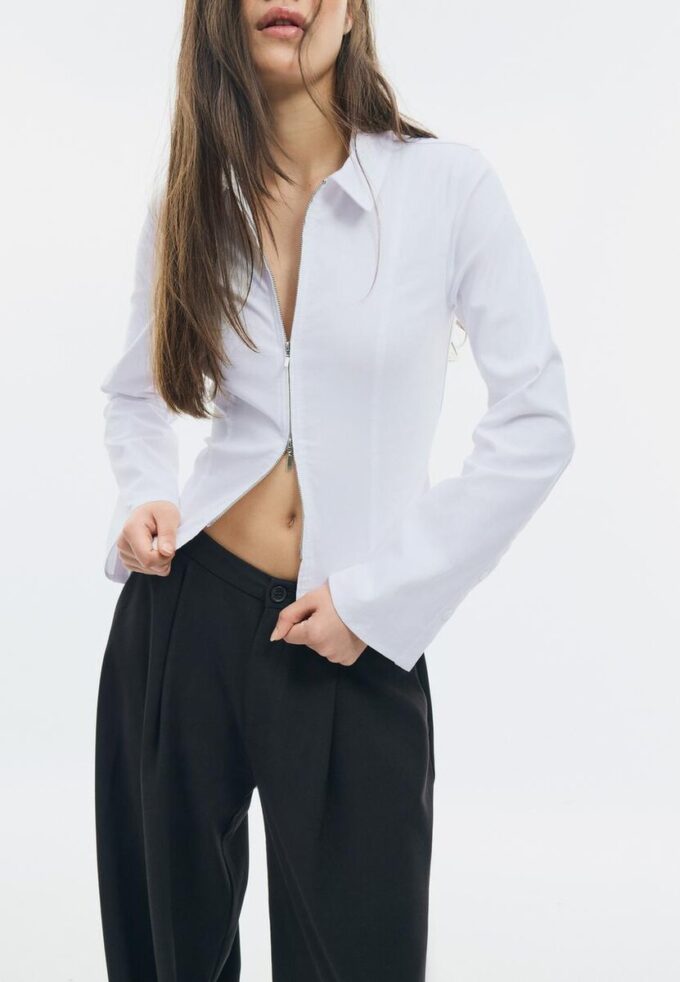 Tettsittende bengalin-skjorte med dobbel glidelås