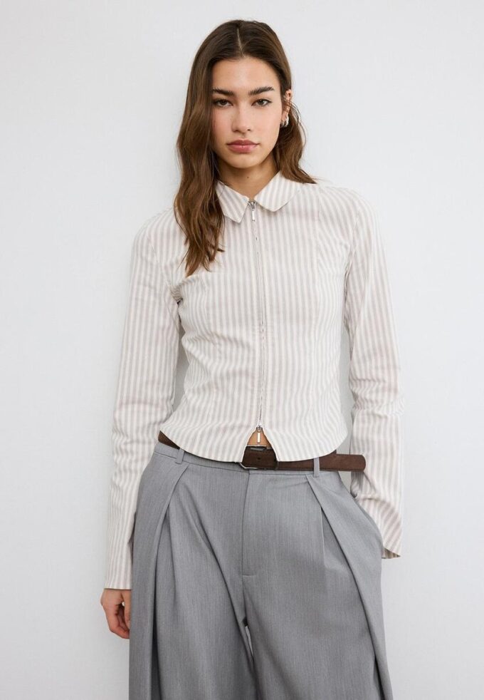 Tettsittende bengalin-skjorte med dobbel glidelås