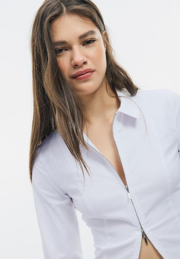 Tettsittende bengalin-skjorte med dobbel glidelås