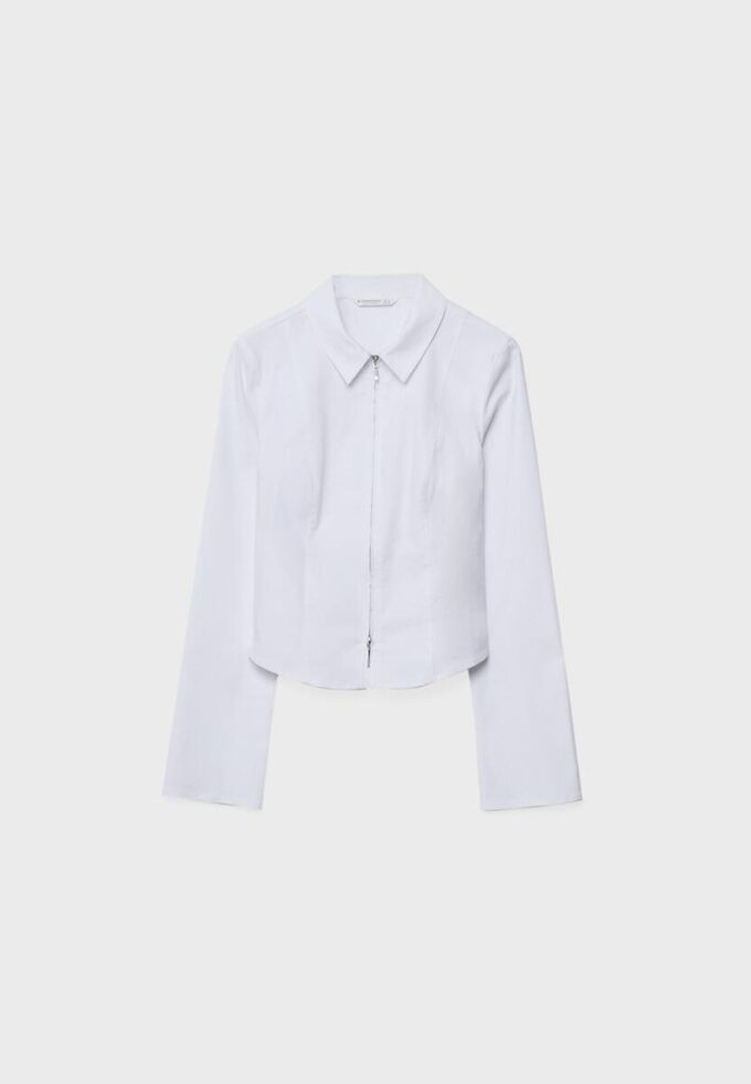 Tettsittende bengalin-skjorte med dobbel glidelås