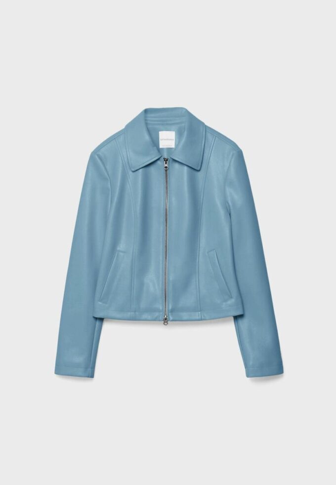 Tettsittende jakke i skinnimitasjon