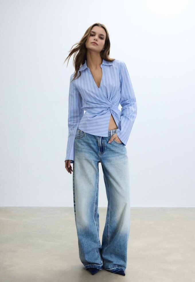 Tettsittende skjorte med knute