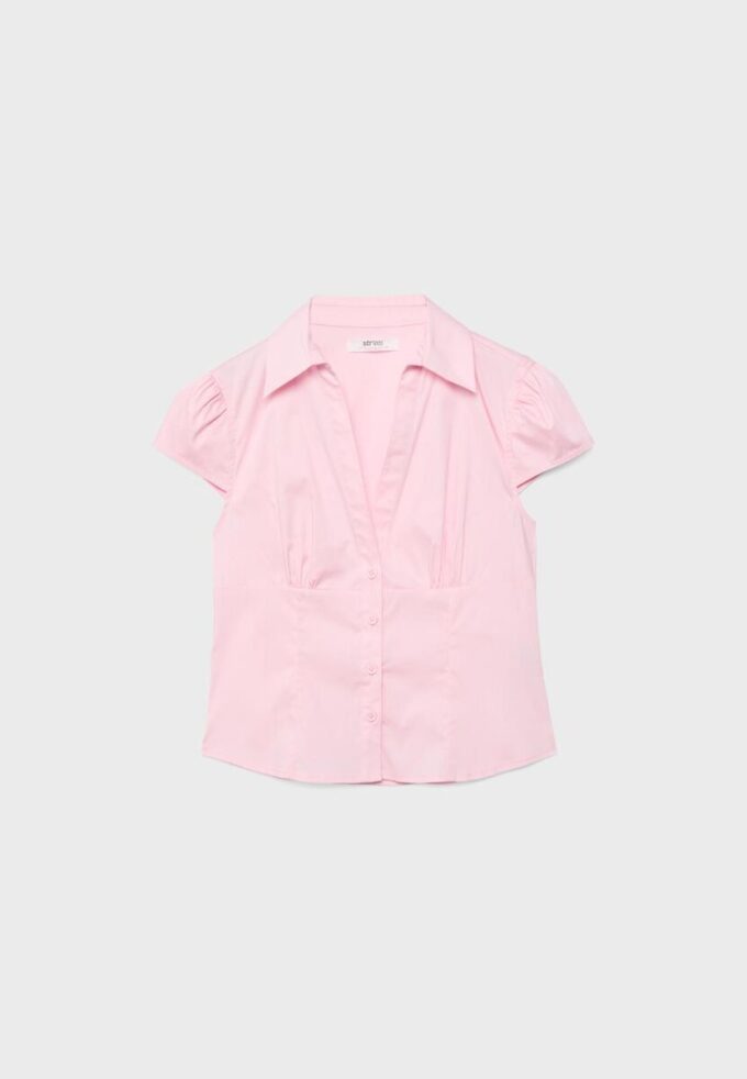 Tettsittende skjorte med korte ermer
