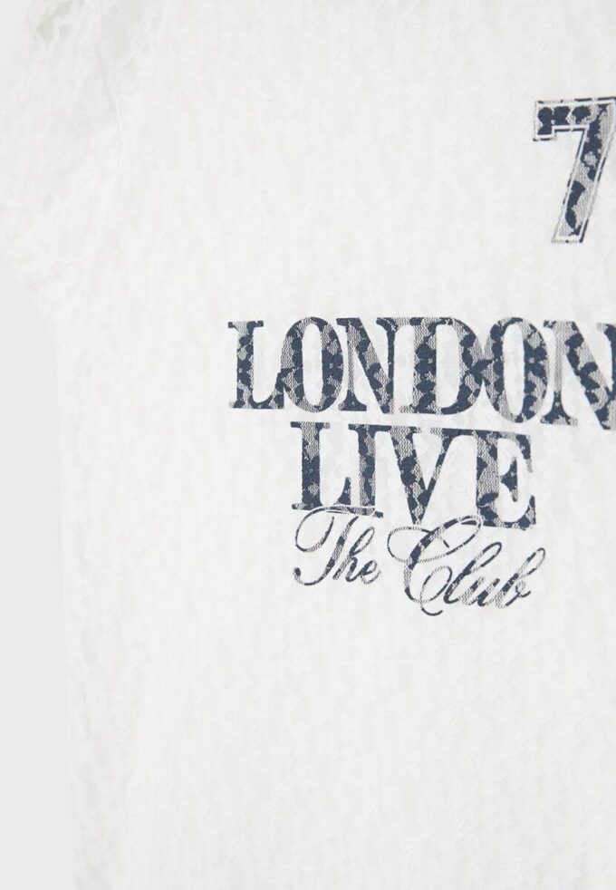 Tettsittende T-skjorte med blonder og grafisk detalj