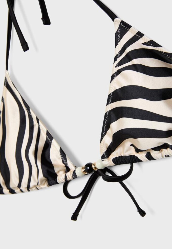 Triangel-bikinitopp i sateng med mønster