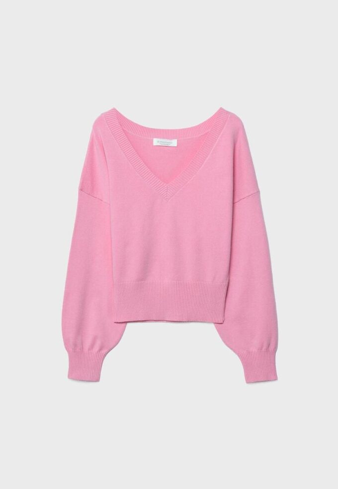 V-hals genser med flagermusermmer