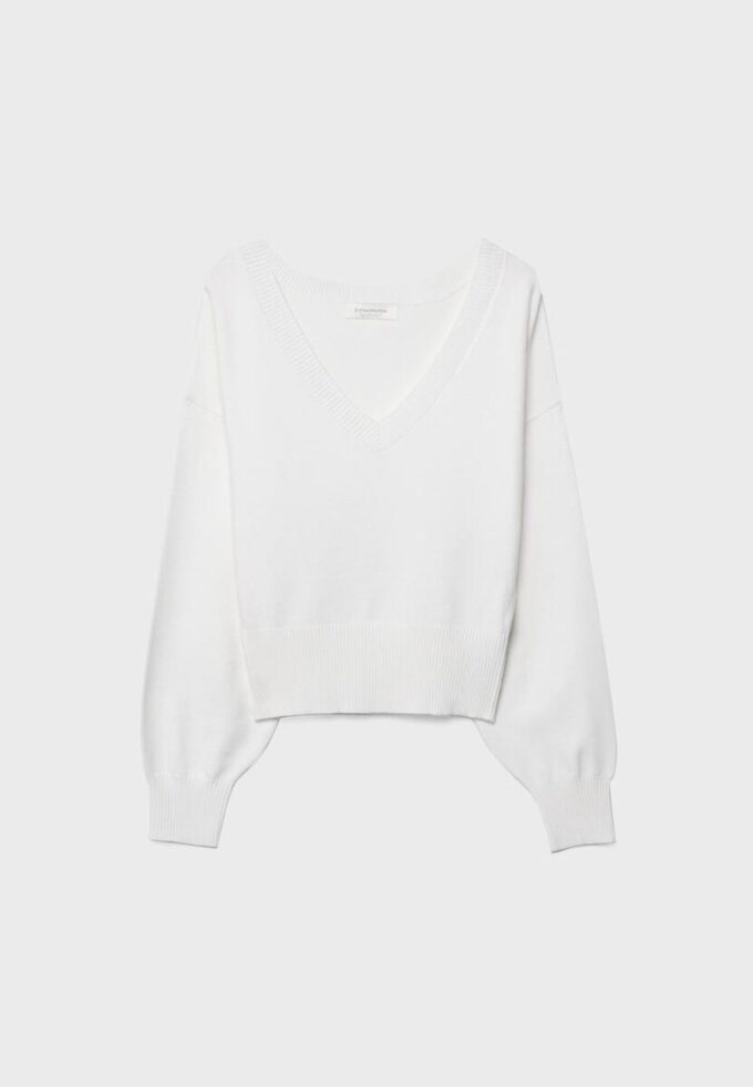 V-hals genser med flagermusermmer