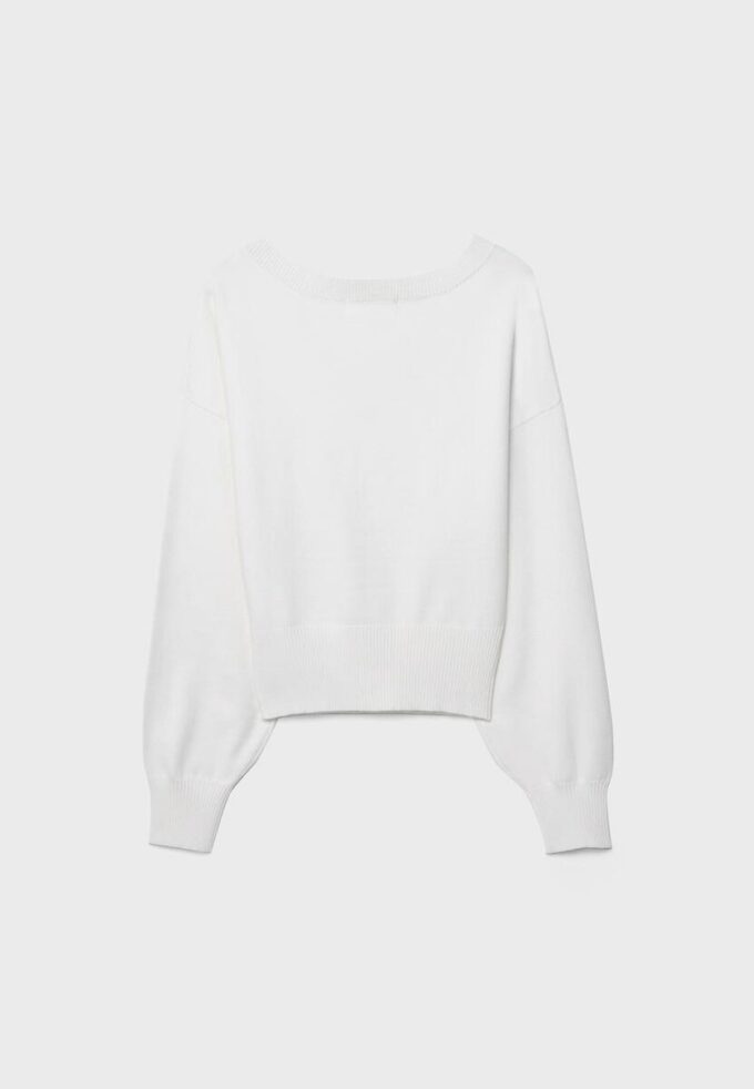 V-hals genser med flagermusermmer