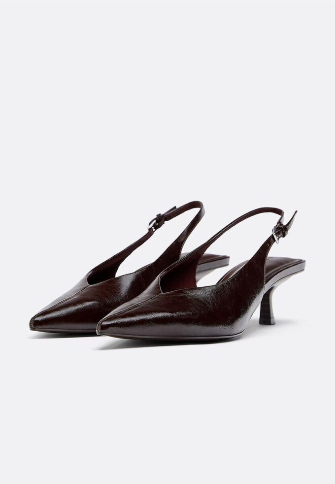 V-hals sko med høy hæl