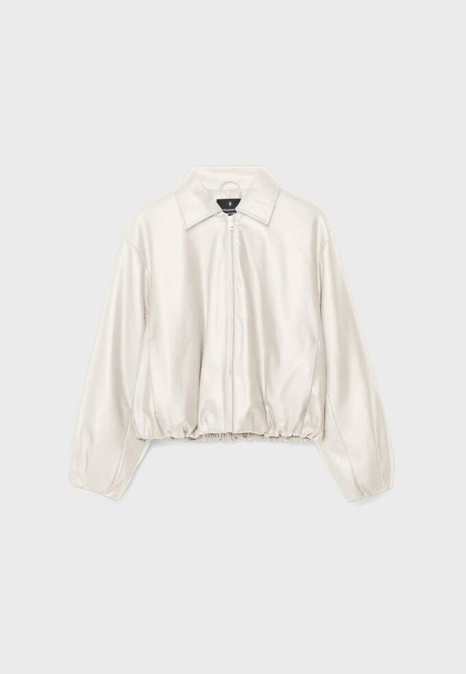 Vattert bomberjakke med skinnlook