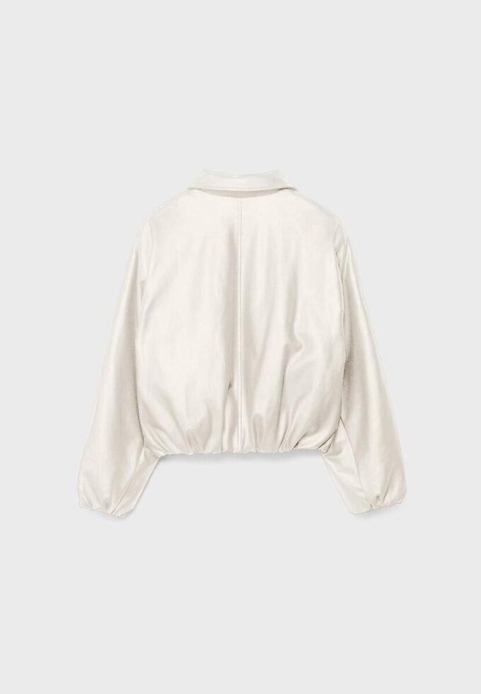 Vattert bomberjakke med skinnlook