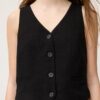 Vest med knapper i lin-effekt