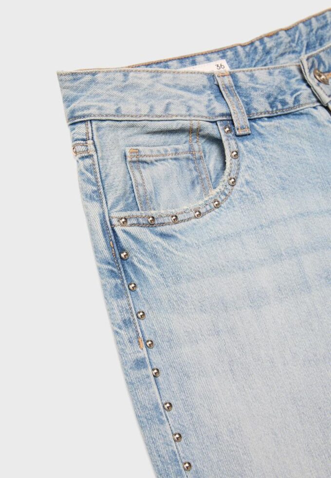 Wide Leg Loose Studded Jeans